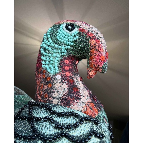 John Derian For Target 2024 Plush Beaded Turkey Pillow 16"x15" Thanksgiving NEW - Picture 3 of 4